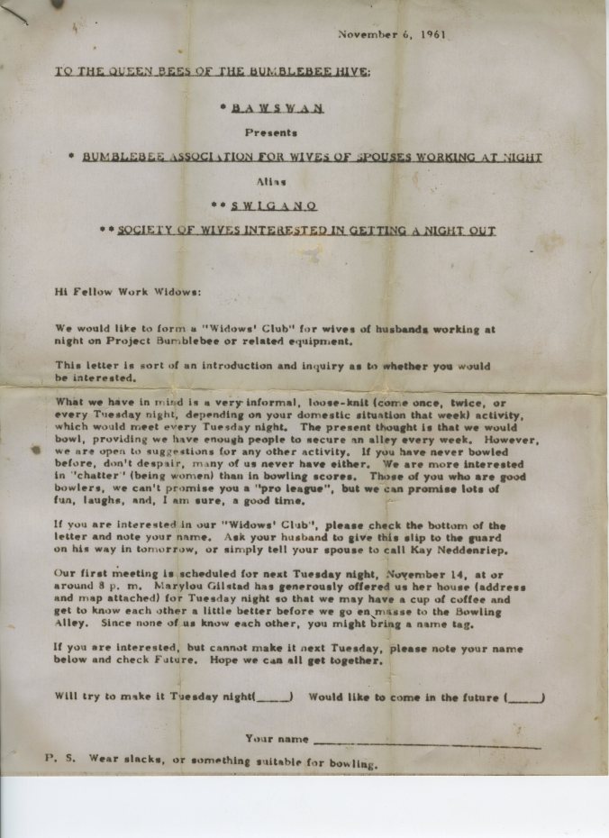 Bumble Bee Wives hive Letter 11:6:61